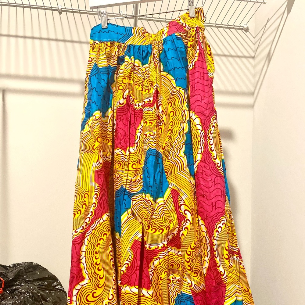 African Print Woken Long Skirt With Zipper